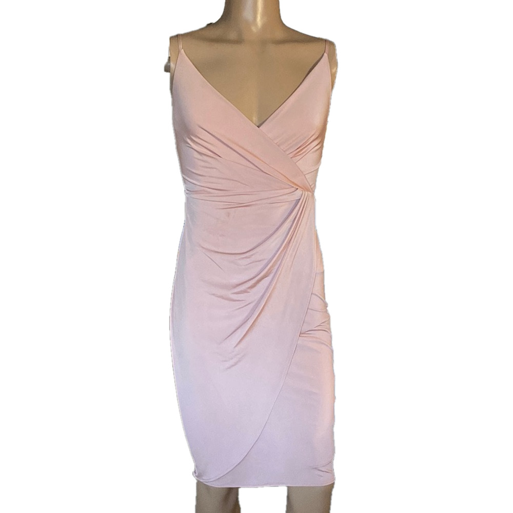 Matthew Williamson Pink Ruched Midi Dress with V-Neck for Cocktail